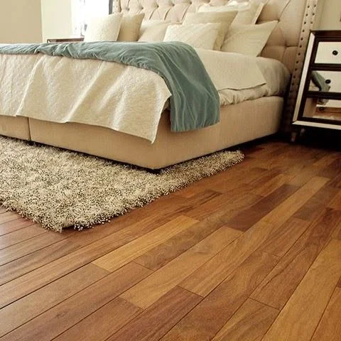 Bedroom hardwood install by JRC Flooring.