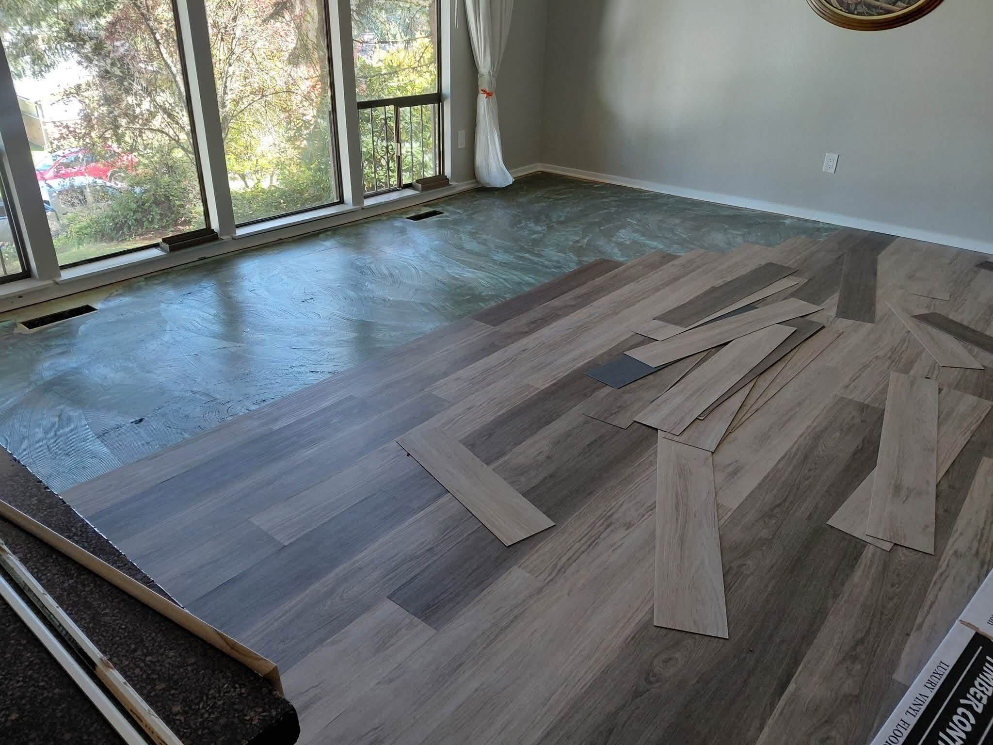 Plank layout in progress on a JRC install.